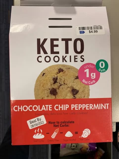 Too Good Gourmet Keto Cookies Chocolate Chip Peppermint