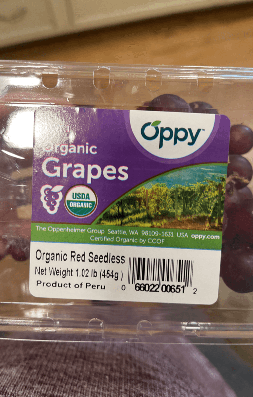 Oppy Organic Red Seedless Grapes