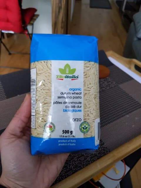 Bioitalia Organic Durum Wheat Semolina Pasta Orzo