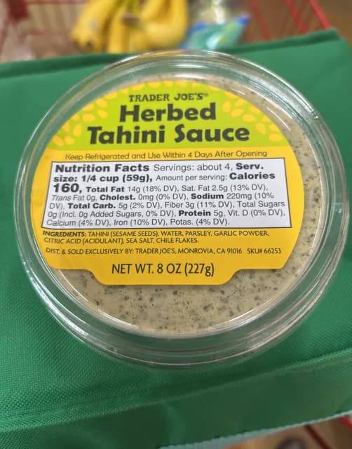 Is it Nightshade Free? Trader Joe's Herbed Tahini Sauce