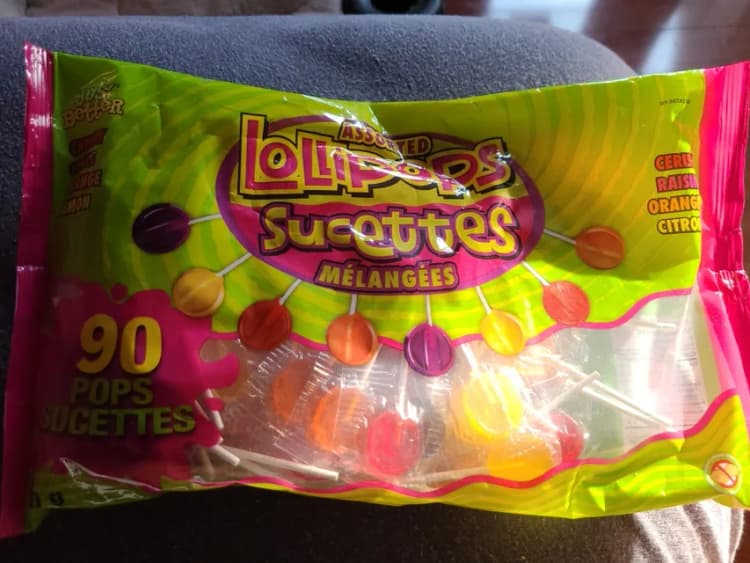 Jus' Better Assorted Lollipops Cherry Grape Orange Lemon