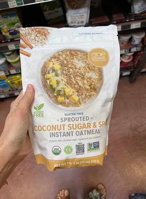 One Degree Organic Foods Gluten Free Sprouted Coconut Sugar & Spice Instant Oatmeal