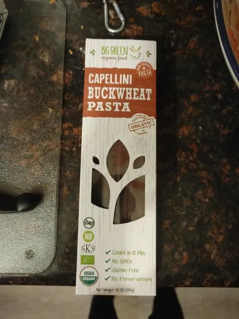 Big Green Organic Food Organic Capellini Buckwheat Pasta