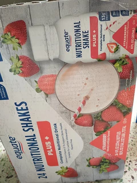 Equate 24 Strawberry Nutritional Shakes Plus +