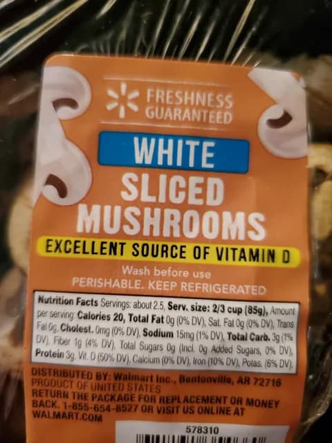 Walmart White Sliced Mushrooms
