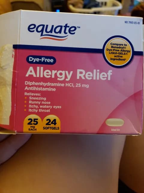 Equate Dye-Free Allergy Relief Diphenhydramine Hcl
