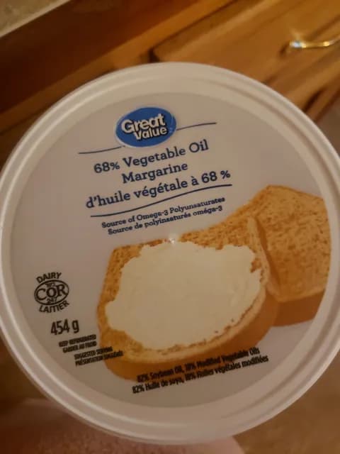 Great Value 68% Vegetable Oil Margarine