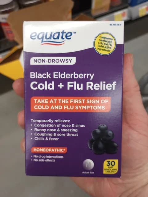 Equate Black Elderberry Cold + Flu Relief, Non-Drowsy