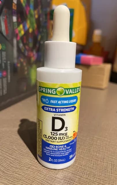Spring Valley Extra Strength Natural Orange Flavor Vitamin D3 125 Mcg