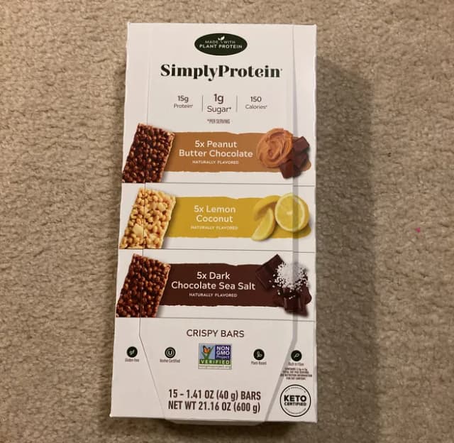 Is it Mediterranean Diet Friendly? Simplyprotein Crispy Bars Peanut Butter Chocolate, Lemon Coconut, Dark Chocolate Sea Salt