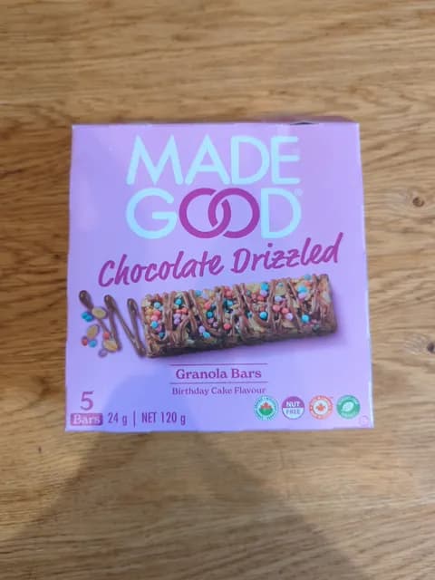 Made Good Birthday Cake Flavour Chocolate Drizzled 5 Granola Bars