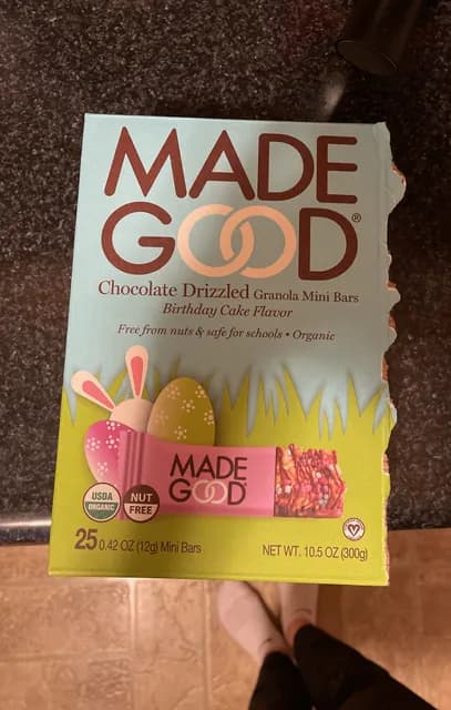 Madegood Chocolate Drizzled Granola Mini Bars Birthday Cake Flavor