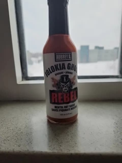 Aubrey D. Rebel Jolokia Ghost Pepper Mental Hot Sauce