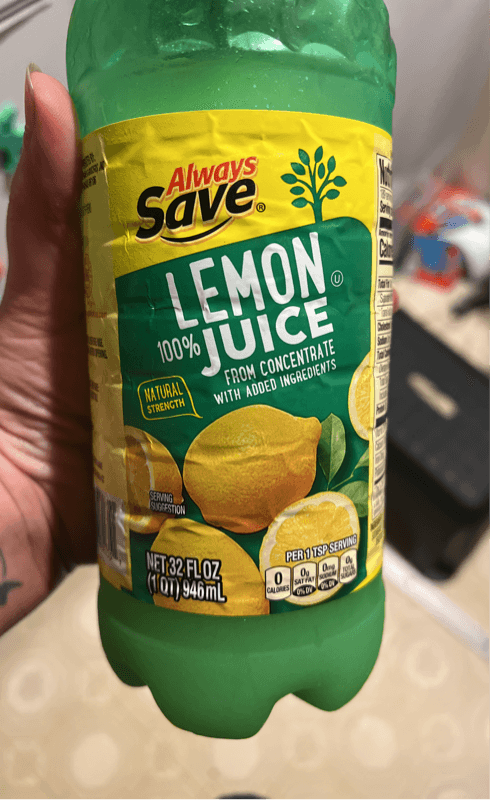 Always Save 100% Lemon Juice From Concentrate