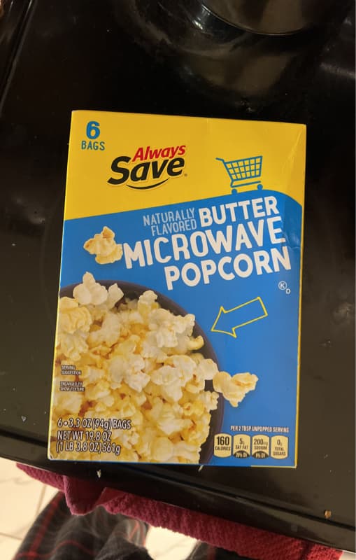 Always Save Naturally Flavored Butter Microwave Popcorn