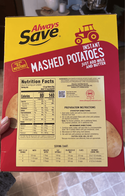 Always Save Instant Mashed Potatoes