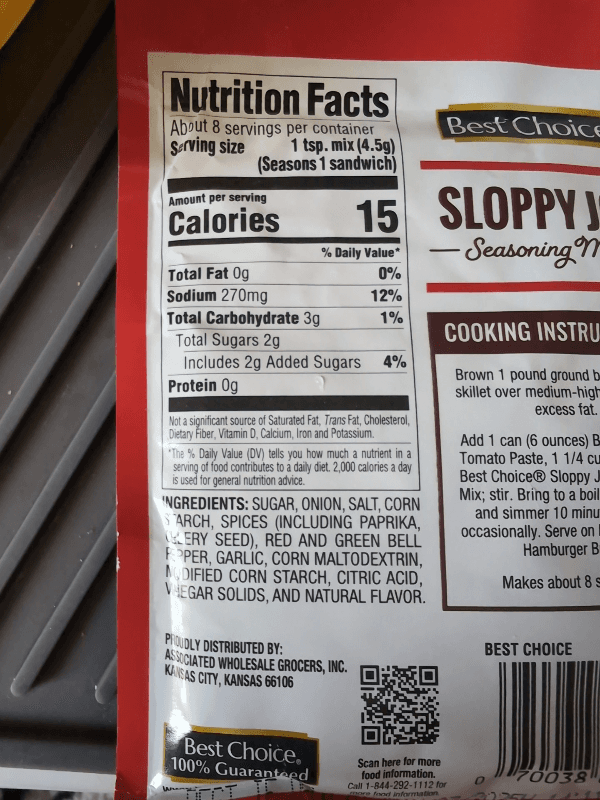 Best Choice Sloppy Joe Seasoning Mix