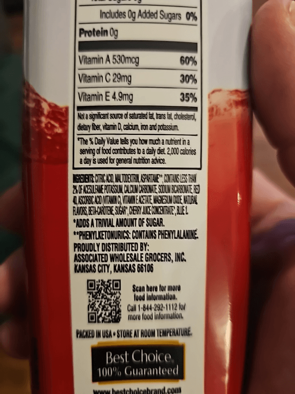 Best Choice Sugar Free Low Calorie Cherry Pomegranate Drink Mix
