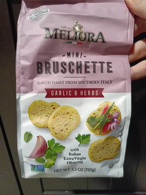 Meliora Mini Bruschette Baked Toast From Southern Italy Garlic & Herbs