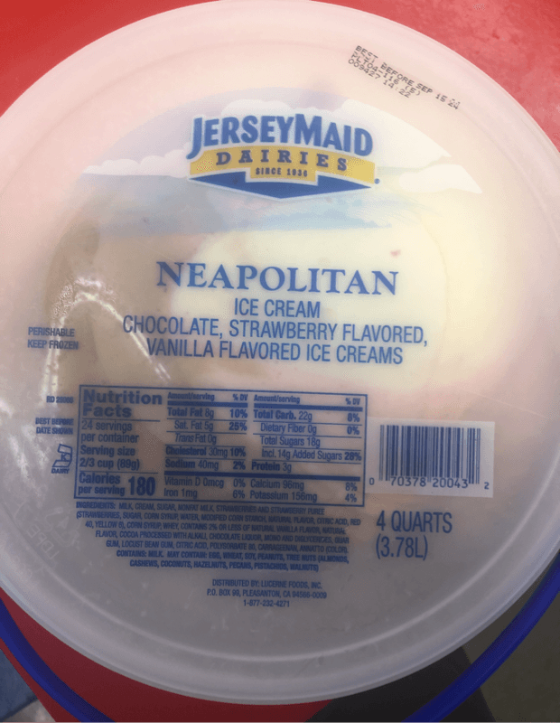 Jerseymaid Dairies Neapolitan Chocolate, Strawberry, Vanilla Flavored Ice Creams