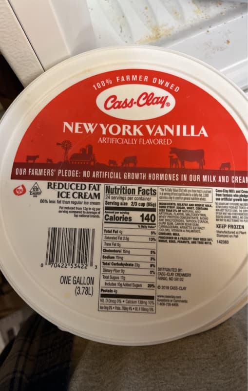 Cass-Clay New York Vanilla Reduced Fat Ice Cream