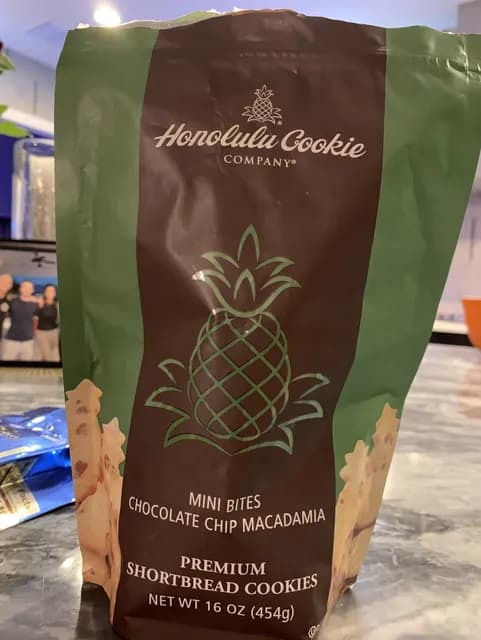 Honolulu Cookies Company Mini Bites Chocolate Chip Macadamia Premium Shortbread Cookies