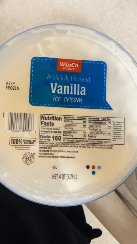 Winco Foods Artificially Flavored Vanilla Ice Cream