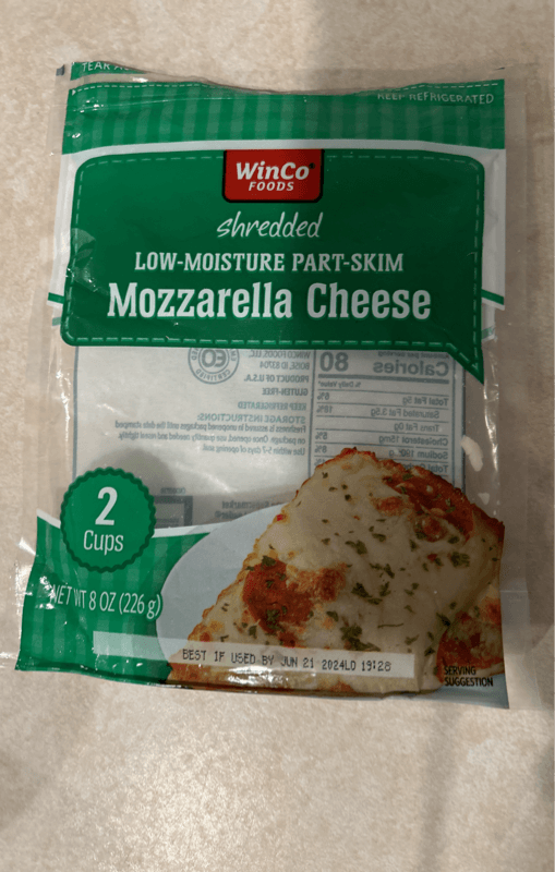 Winco Foods Shredded Low-Moisture Part-Skim Mozzarella Cheese