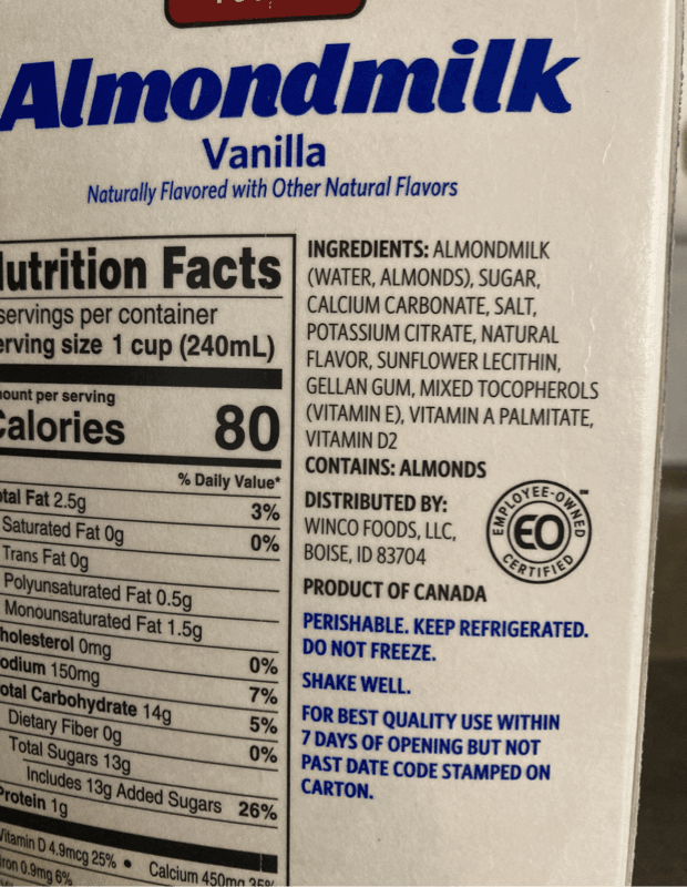 Winco Foods Vanilla Almondmilk
