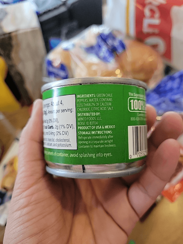 Winco Foods Diced Green Chiles Mild Flavor