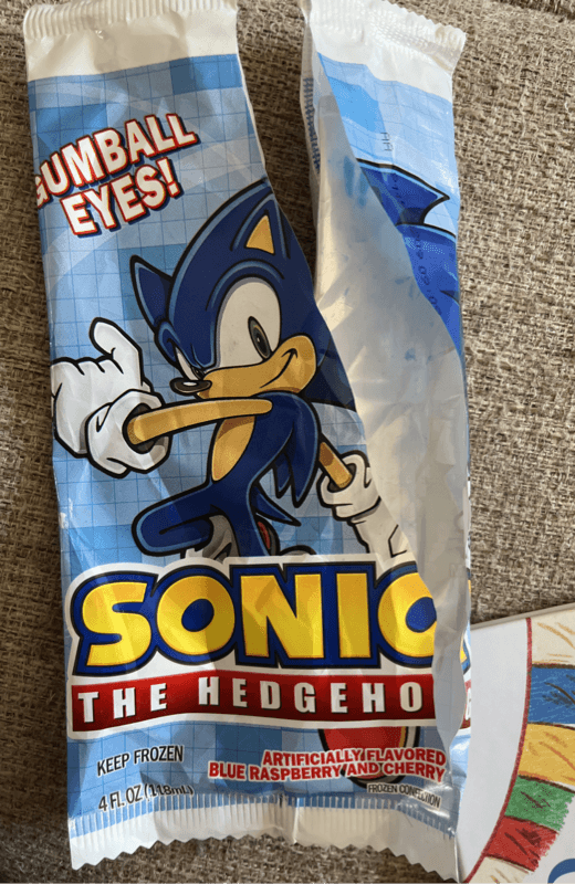 Sonic The Hedgehog Blue Raspberry And Cherry Flavor With Gumball Eyes!