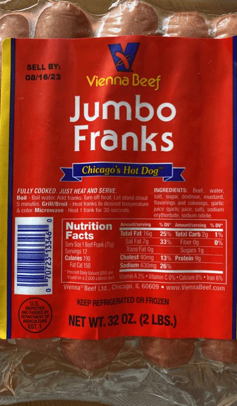 Vienna Beef Jumbo Franks