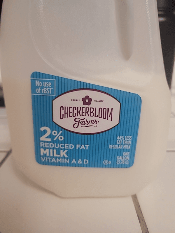 Checkerbloom Farms 2% Reduced Fat Milk Vitamin A & D One Gallon