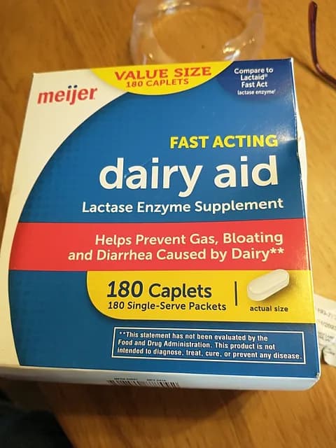 Meijer Fast Acting Dairy Aid Lactase Enzyme Supplement 180 Caplets