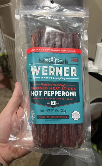 Werner Premium Pork & Beef Smoked Meat Sticks Hot Pepperoni
