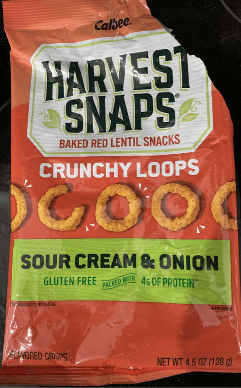 Harvest Snaps Crunchy Loops Sour Cream & Onion Baked Red Lentil Snacks