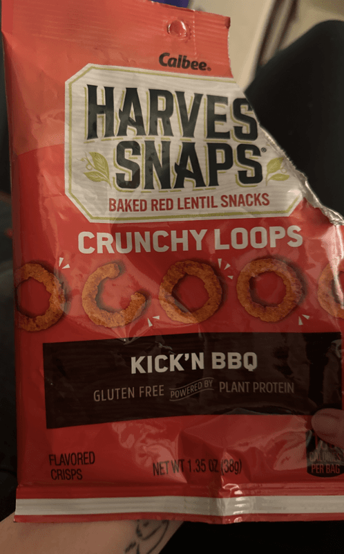 Harvest Snaps Crunchy Loops Kick'N Bbq Baked Red Lentil Snacks