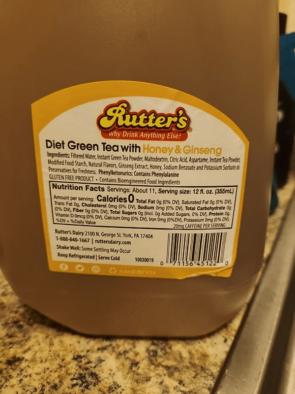 Rutter'S Iced Tea Diet Green Tea Honey And Ginseng