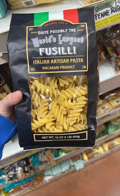 Is it Mushroom Free? Trader Joe's World's Largest Fusilli Italian Artisan Pasta