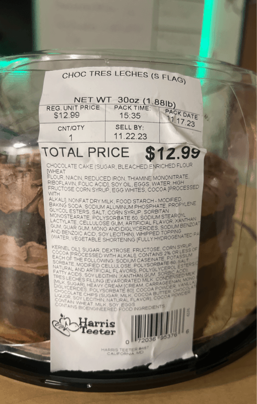 Harris Teeter Choc Tres Leches (S Flag)
