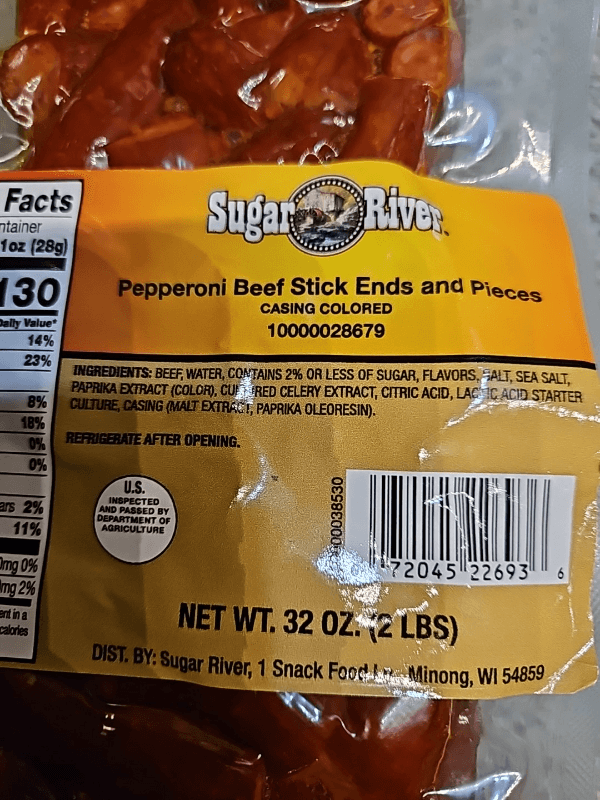 Sugar River Pepperoni Beef Stick Ends And Pieces. (2 Lbs