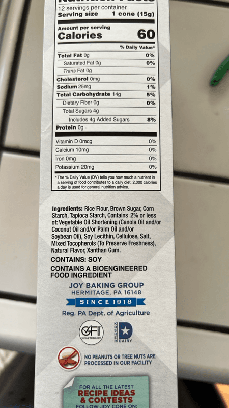 Joy Gluten Free Sugar Cones