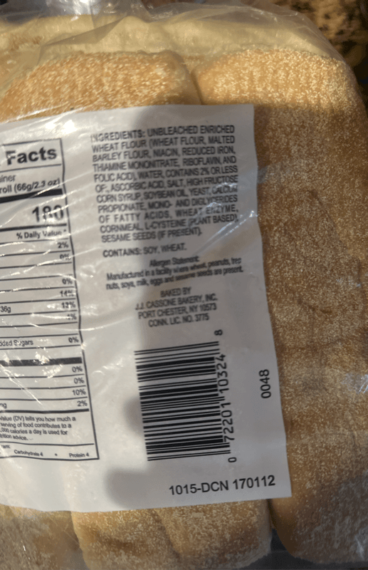 J.J. Cassone Of New York Enriched 12 Sliced Hero Rolls