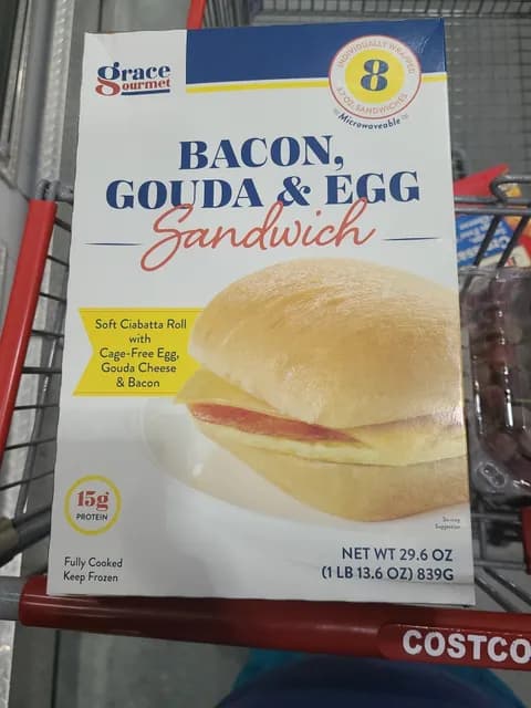 Grace Gourmet Bacon, Gouda & Egg Sandwich