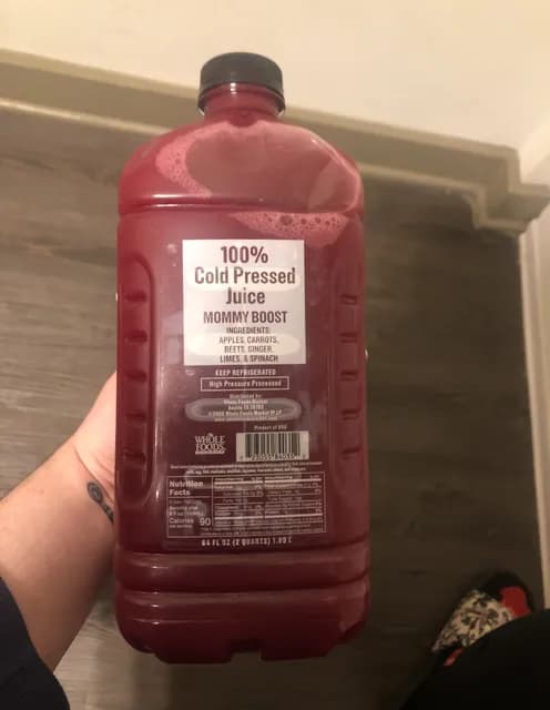 Whole Foods Market Mommy Boost 100% Cold Pressed Juice