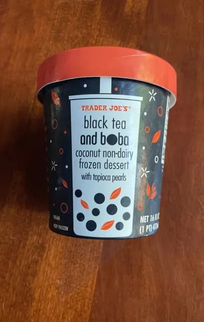 Trader Joe's Black Tea And Boba Coconut Non-dairy Dessert With Tapioca Pearls