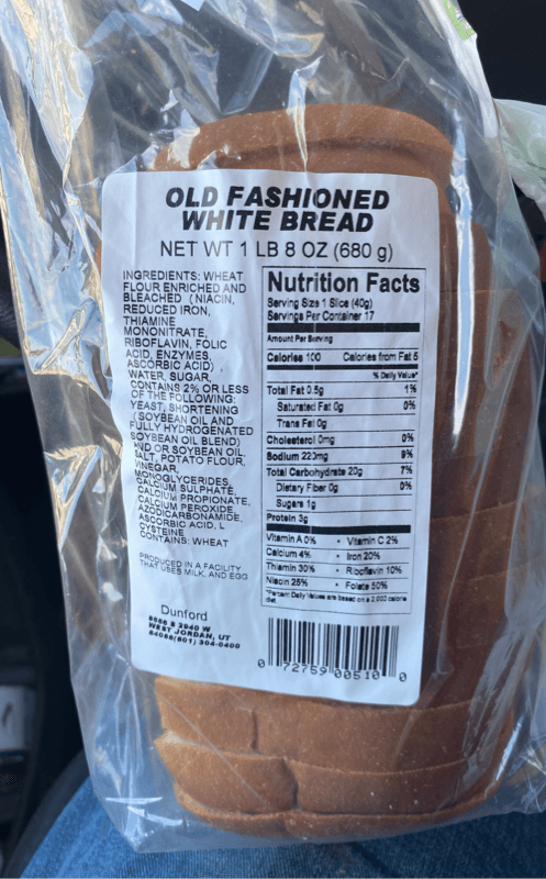 Dunford Old Fashioned White Bread