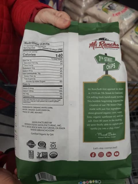 Mi Rancho 7Th Street Chips Organic Corn Tortilla Chips