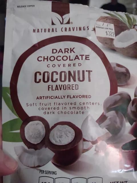 Natural Cravings Dark Chocolate Covered Coconut Flavored