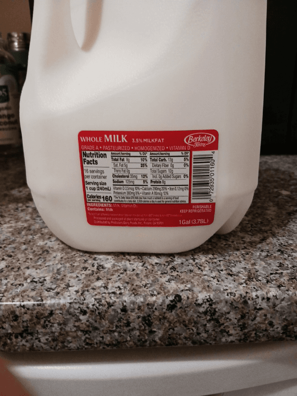 Berkeley Farms Whole Milk 3.5% Milk Fat